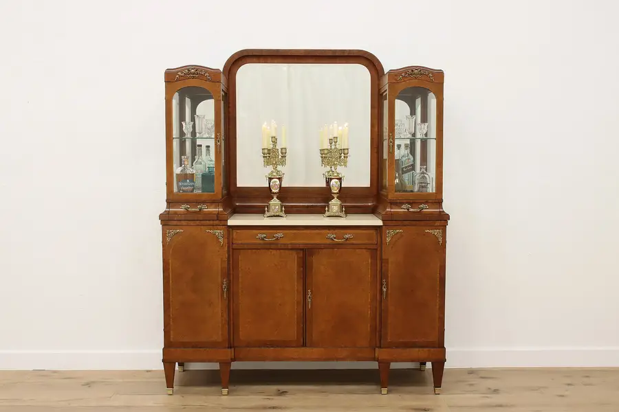 Photo of French Antique Olive Burl Bar, Sideboard, or Display Cabinet