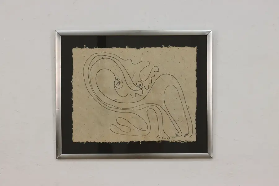 Photo of Mythological Beast Vintage Original Charcoal Art Aiken 22.5"