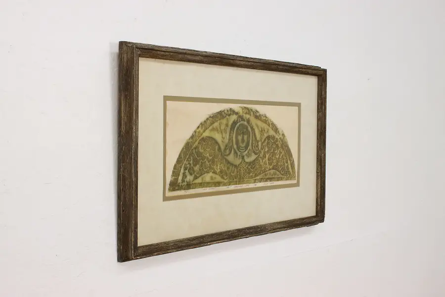 Photo of Gravestone Rubbing Antique Pastel on Paper, Bush 30"