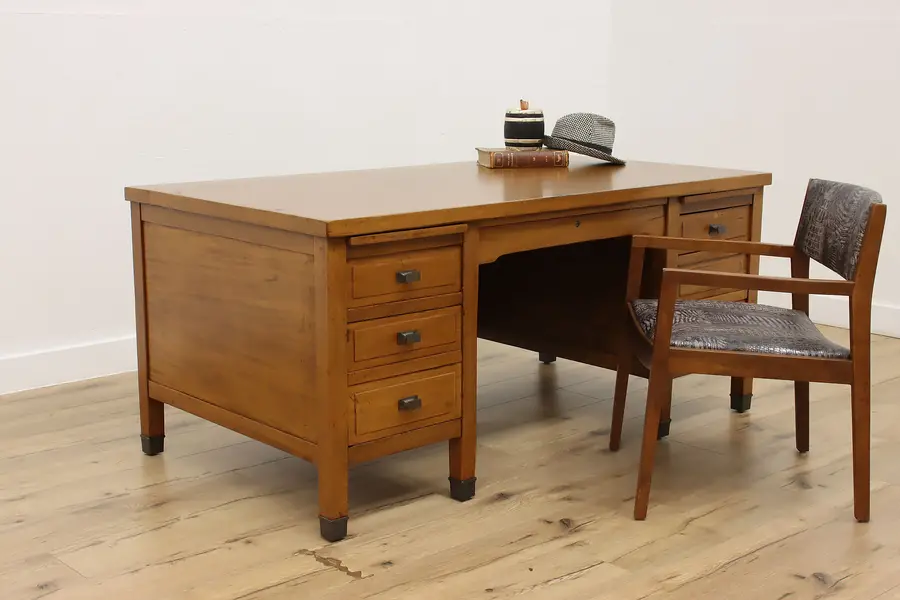 Photo of Traditional Antique Mahogany Office Library or Teacher Desk