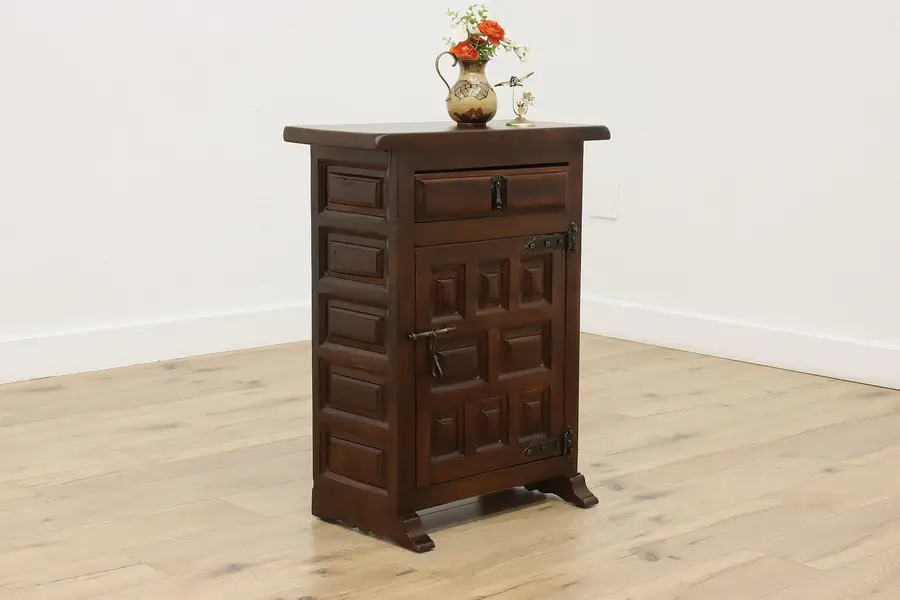 Photo of Spanish Colonial Vintage Beech Nightstand or Bath Cabinet