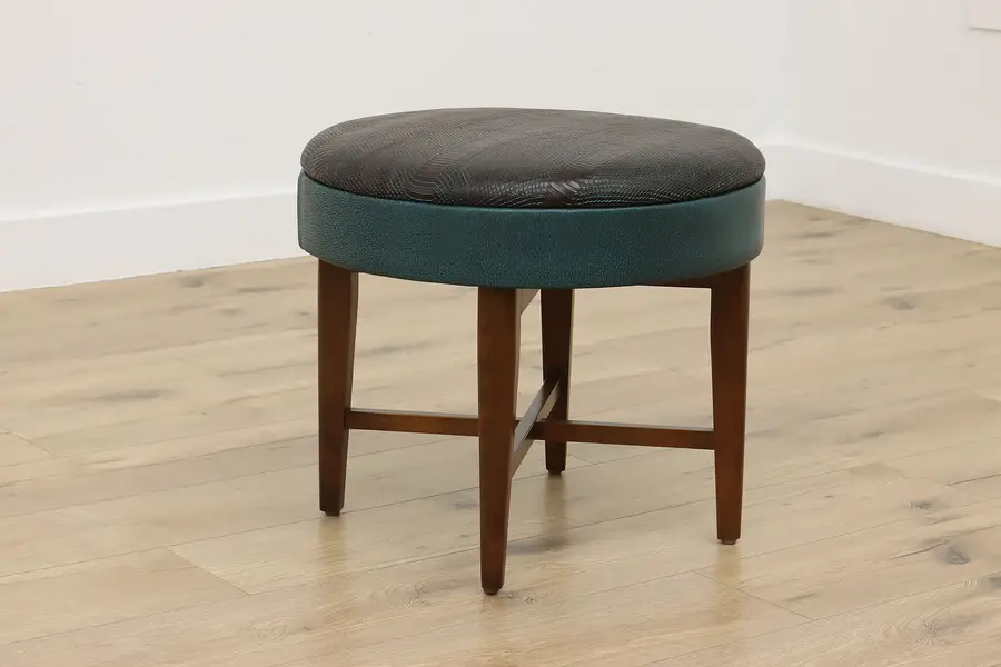Photo of Art Deco Vintage Elm & Leather Footstool or Bench Joerns