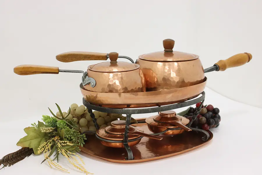 Photo of Farmhouse Vintage Swiss 5 Pc Copper Chafing Set, Stockli