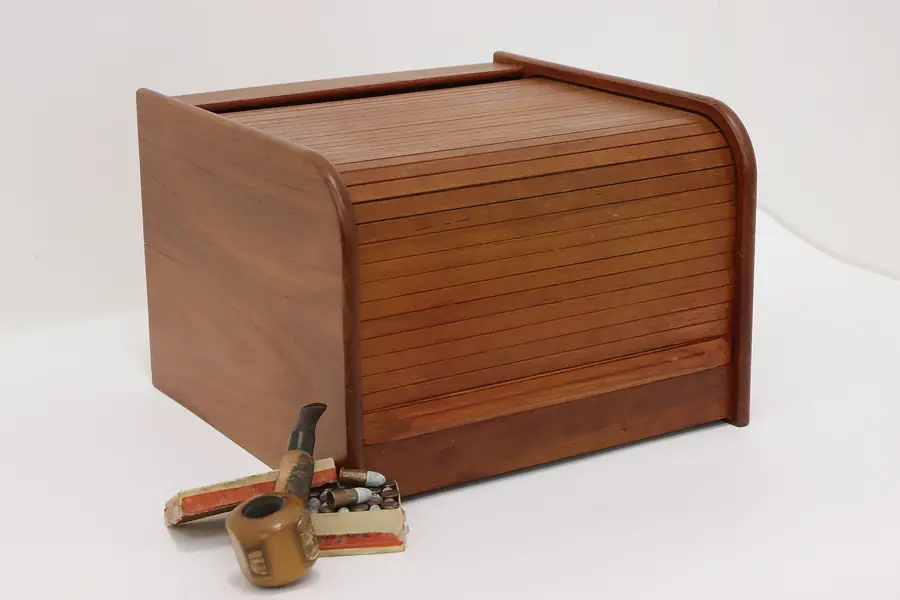 Photo of Midcentury Modern Vintage Teak Roll Top File Cabinet ALS