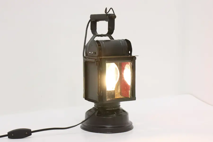 Photo of French Industrial Antique Electrified Railroad Lantern SNCF