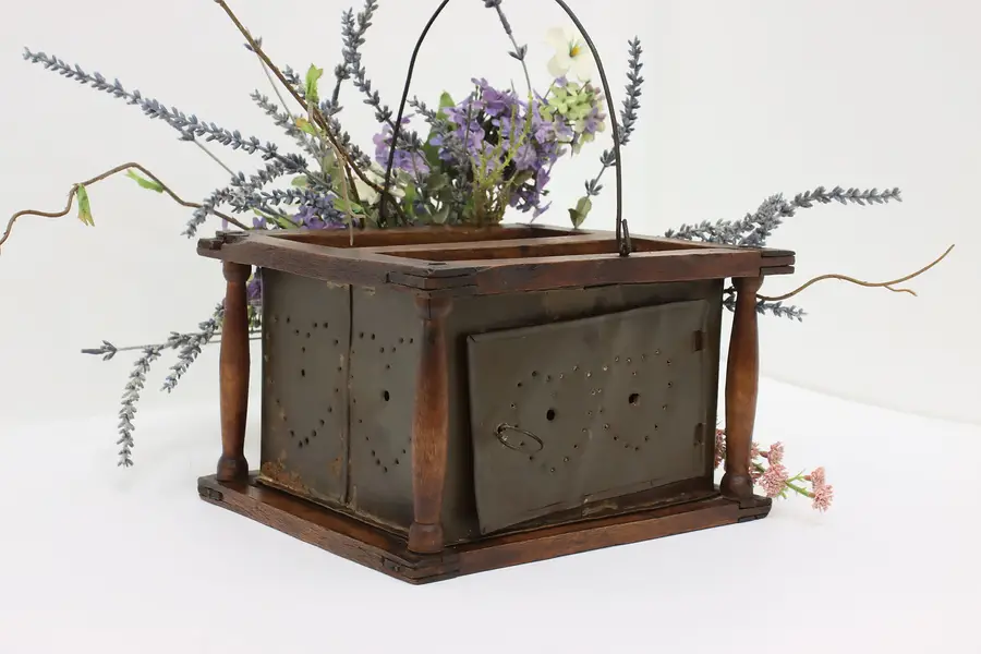 Photo of Victorian Antique Mahogany & Tin Horse Carriage Foot Warmer
