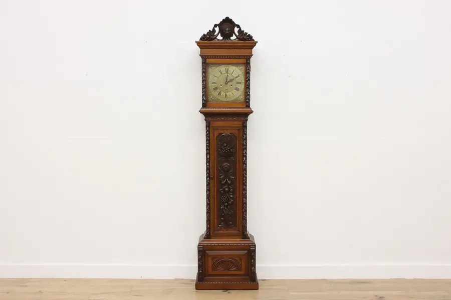 Photo of Victorian Antique Oak Tall Case Grandfather Clock Hebert