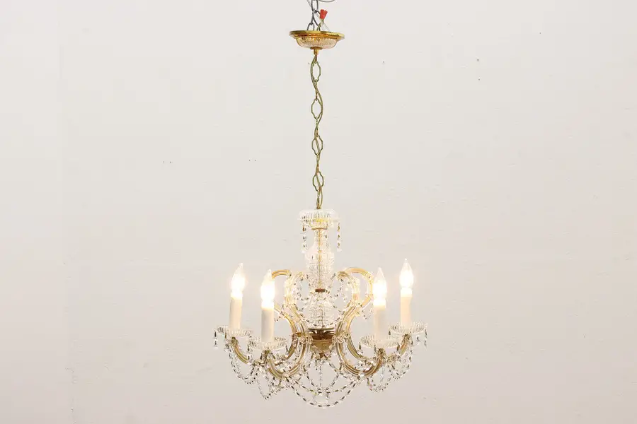 Photo of Marie Therese Vintage Crystal Prisms 5 Candle Chandelier