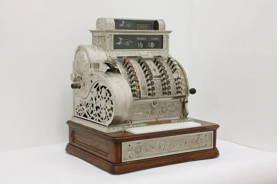 Photo of National Antique Victorian Nickel Bronze Store Cash Register