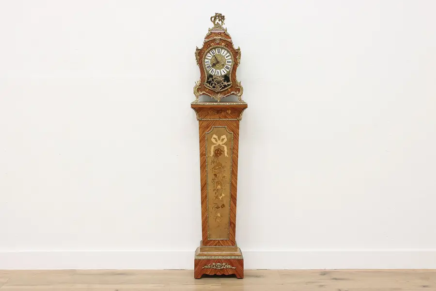 Photo of Italian Baroque Vintage Marquetry Clock & Pedestal, Hermle