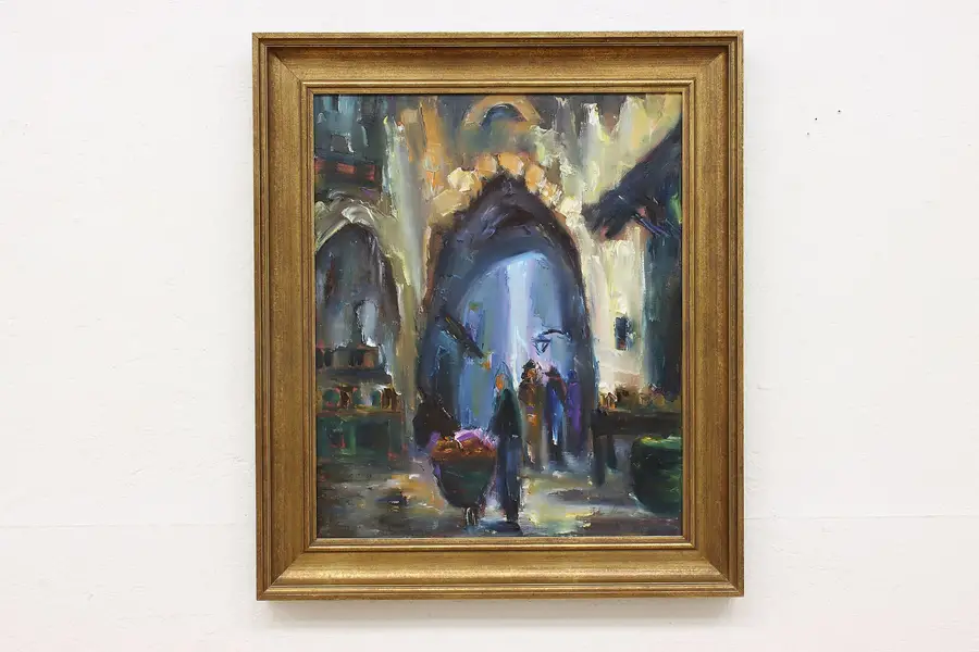 Photo of Secret City Market Vintage Original Oil Painting Meisl 29.5"