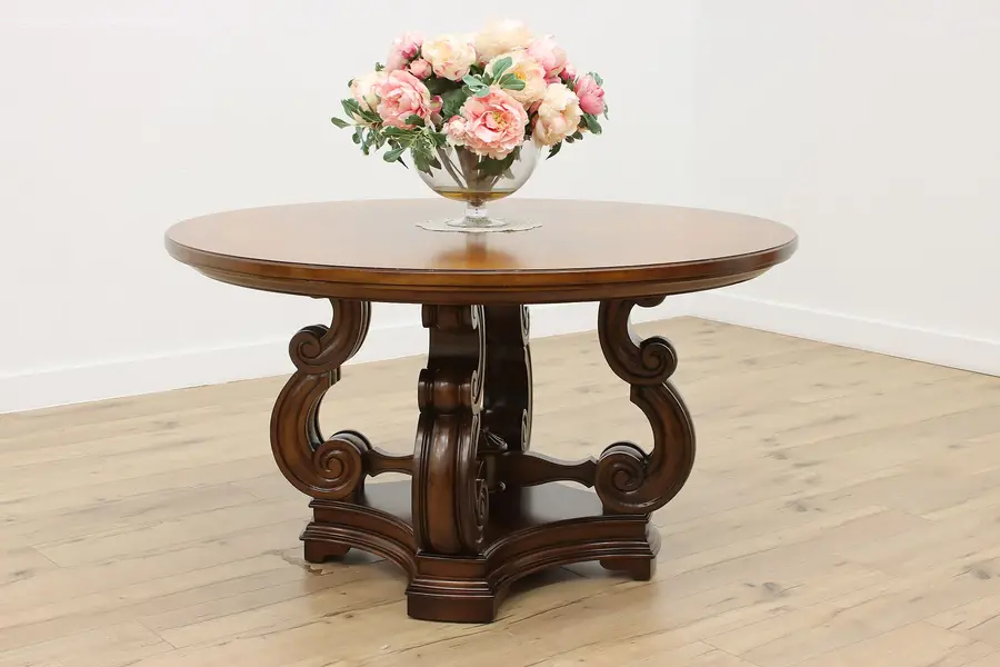 Photo of Mahogany 54" Round Dining Hall Center Table Cristina Pulaski