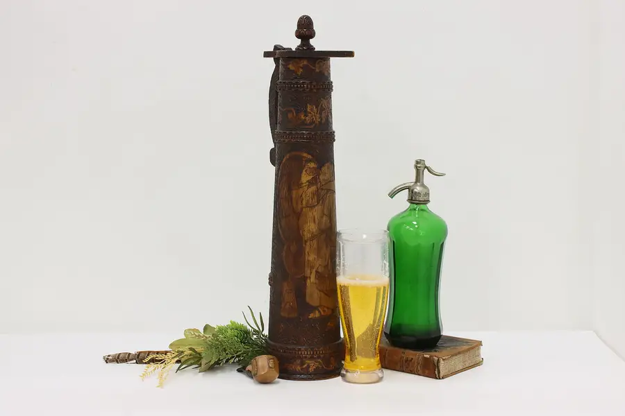 Photo of German Folk Art Antique Pyrography Beer Stein or Tankard EAD