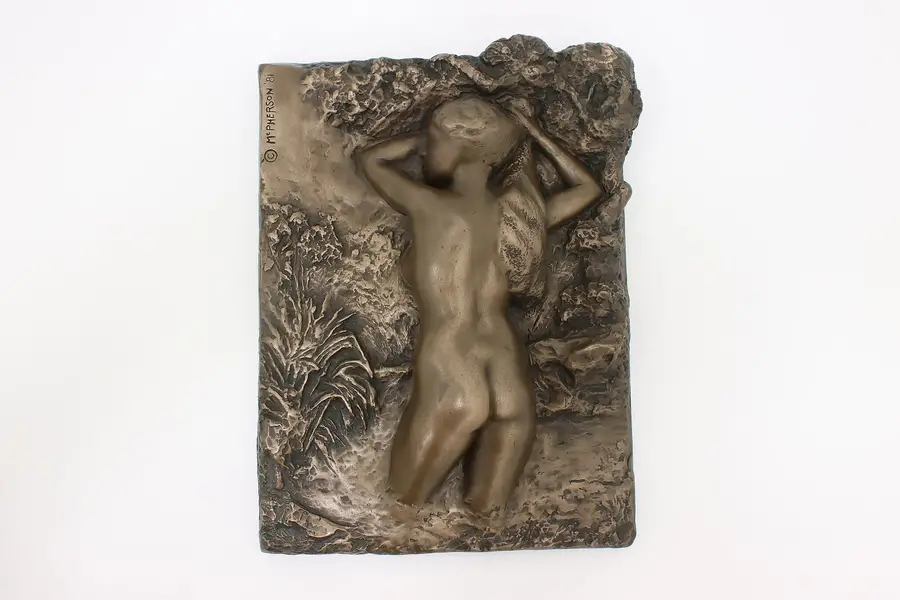 Photo of Bathing Nude Woman Vintage Bronze Clad Plaque, McPherson