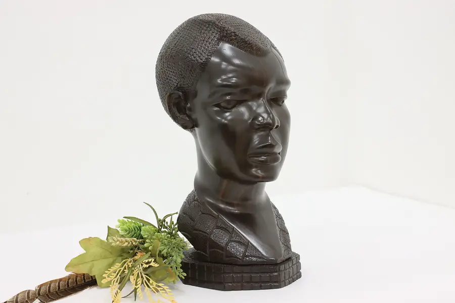 Photo of African Vintage Hand Carved Rosewood Head Bust Sculpture