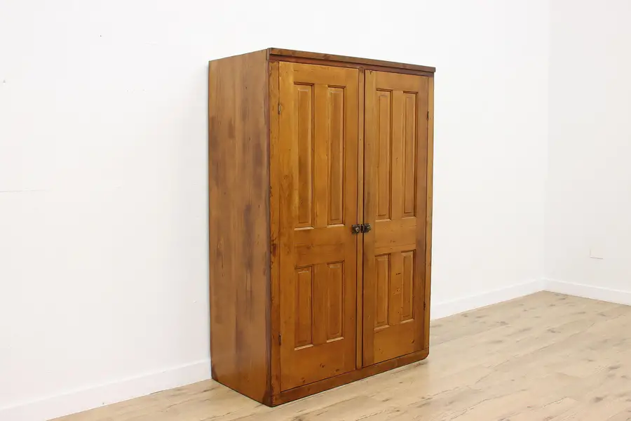 Photo of Farmhouse Antique Country Pine Wardrobe Closet or Cabinet