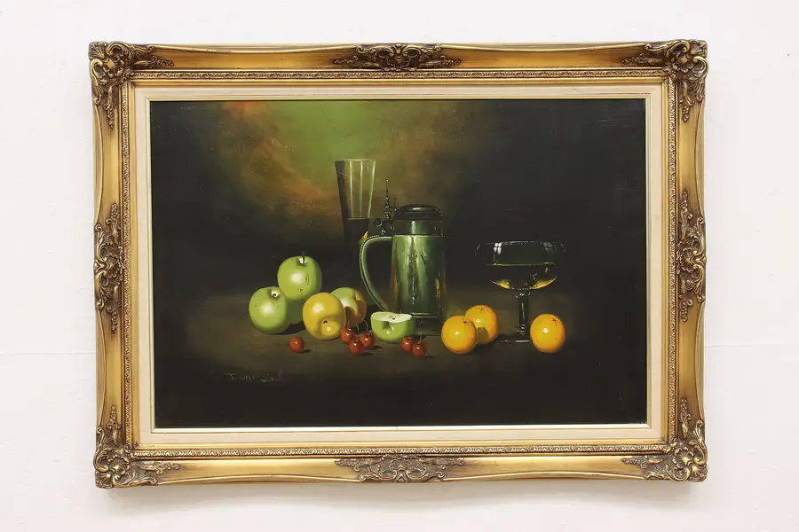 Photo of Still Life Apples Vintage Original Oil Painting James 43.5"