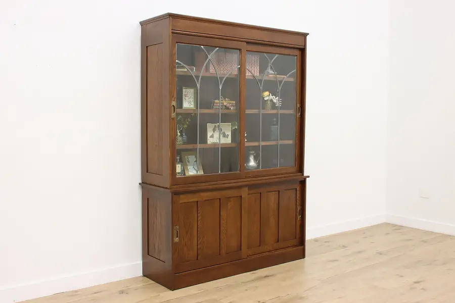 Photo of Arts & Crafts Mission Oak Antique Pantry Bar or Bookcase