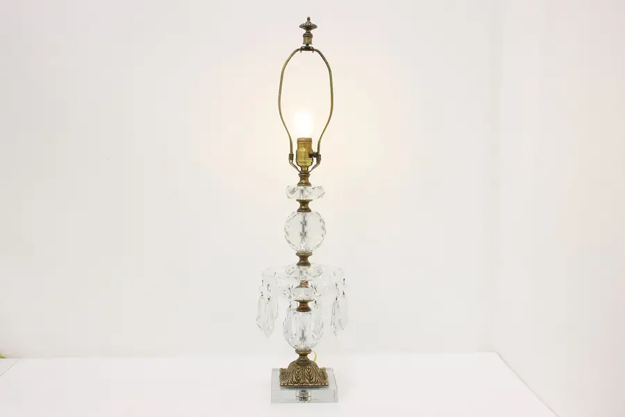 Photo of Traditional Vintage Cut Crystal Boudoir or Table Lamp