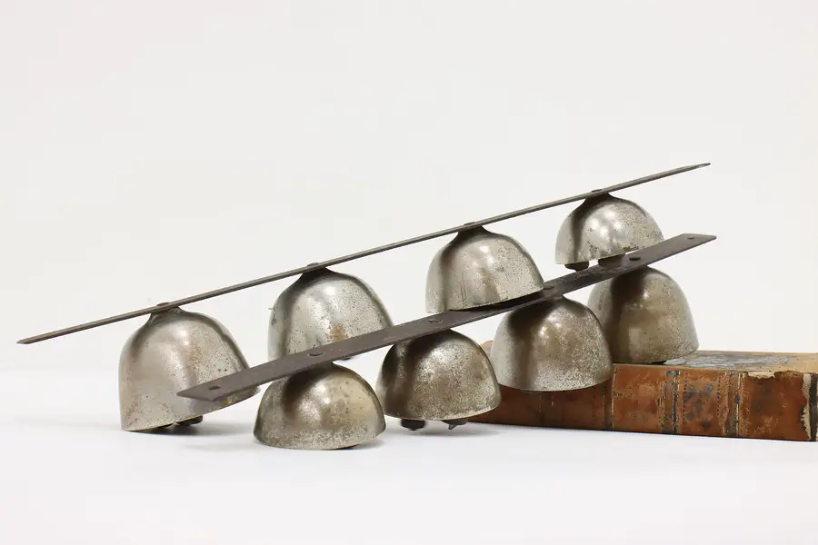 Photo of Pair of Victorian Salvage Antique Nickel Plate Sleigh Bells