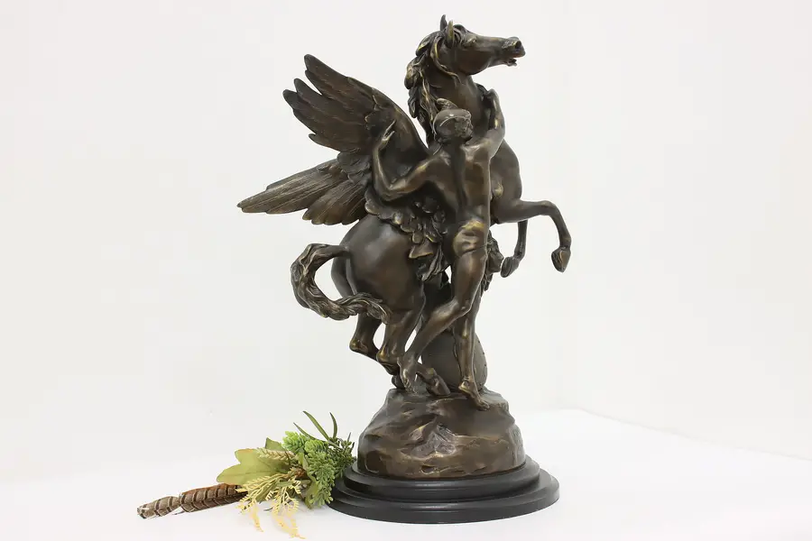 Photo of Perseus & Pegasus Vintage Bronze Sculpture after Picault