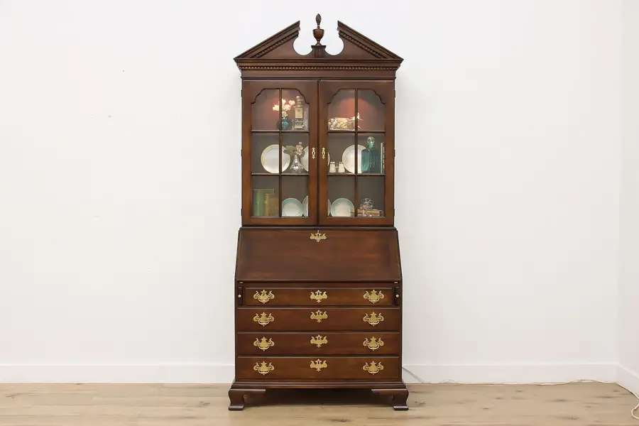 Photo of Georgian Vintage Cherry Secretary Desk & Bookcase, Statton