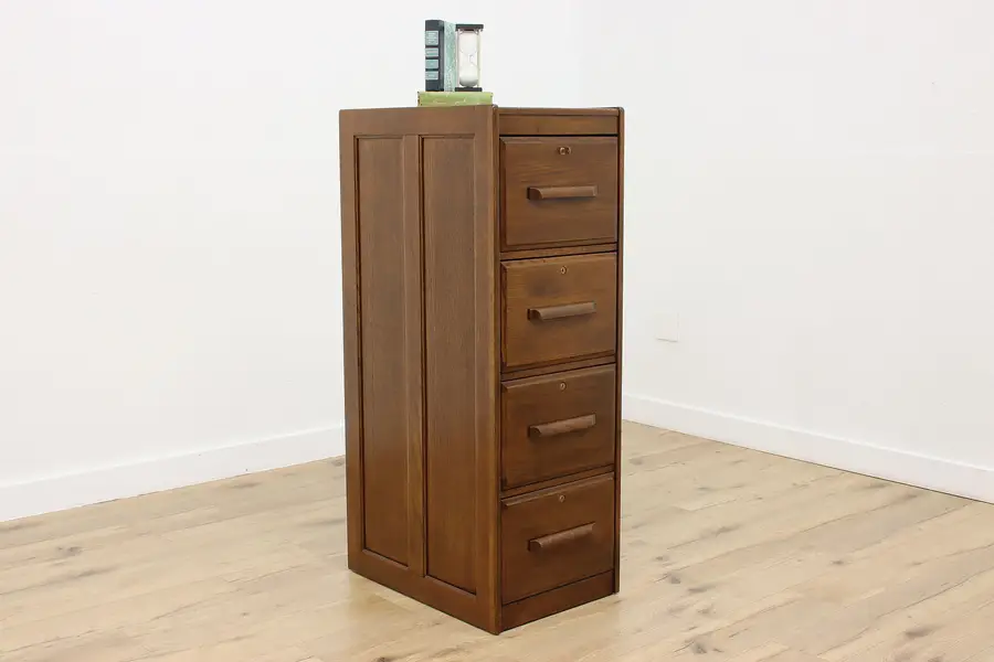 Photo of Traditional Vintage Oak Office Library File Cabinet Riverside
