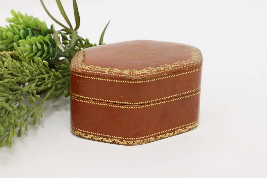 Photo of Italian Vintage Gold Tooled Leather Jewelry or Trinket Box
