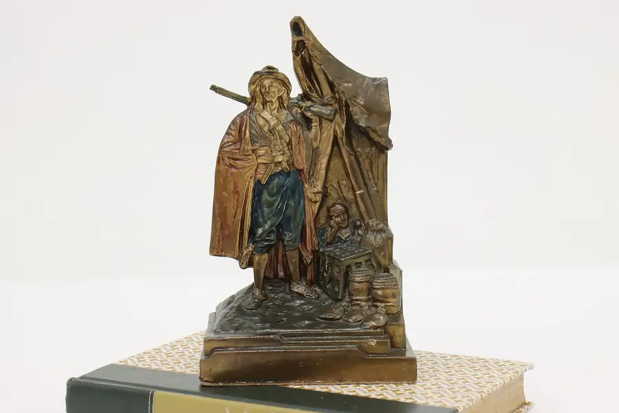 Photo of Pirates Antique Bronze Clad Bookend Sculpture, Pompeian