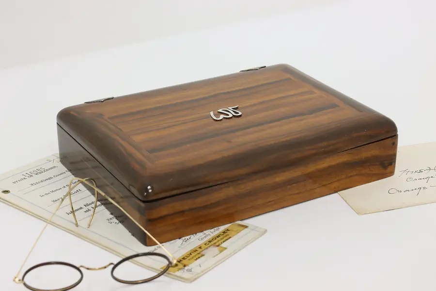 Photo of Rosewood Jewelry Box or Chest, Silver Mounts, Philippines