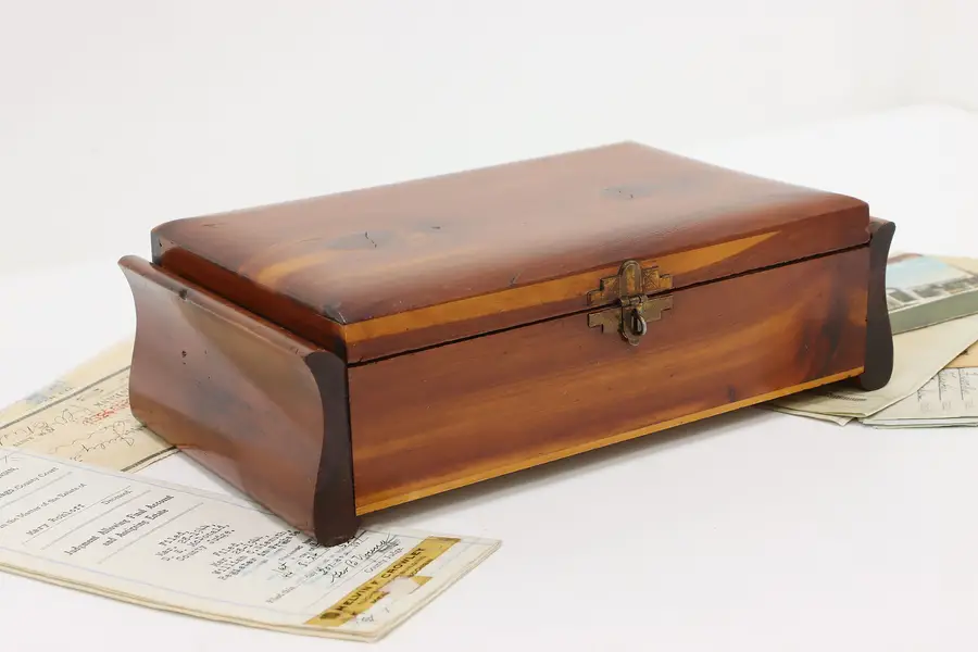 Photo of Art Deco Vintage Cedar Jewelry, Trinket, or Collector Chest