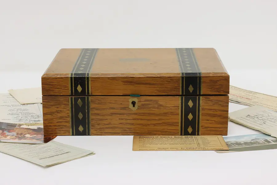 Photo of Traditional Vintage Oak Travel Lap Desk & Jewelry Chest