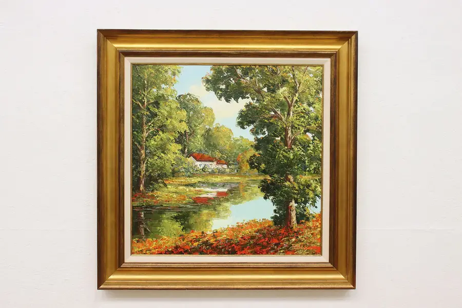 Photo of Summer Home Vintage Original Oil Painting Corthouts 39.5"