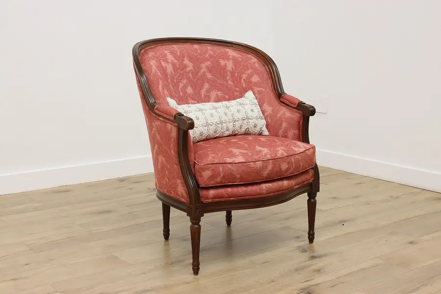 Photo of French Design Vintage Upholstered Birch Library Chair, Baker