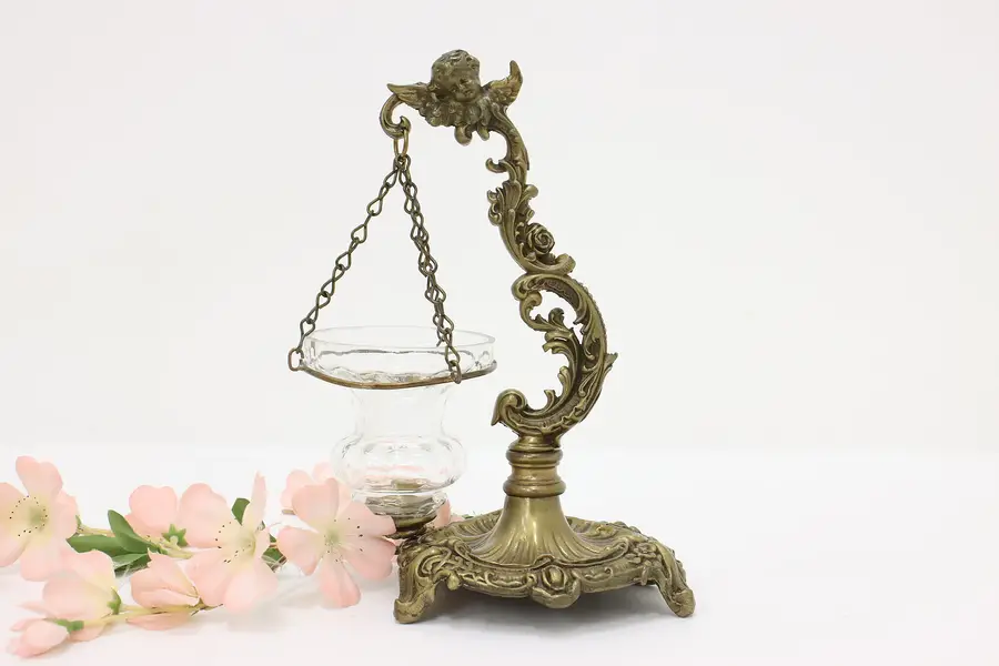 Photo of Victorian Vintage Brass Votive Candleholder, Cherub