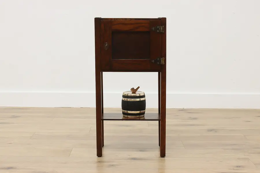 Photo of Arts & Crafts Antique Oak Chairside Craftsman Table Humidor