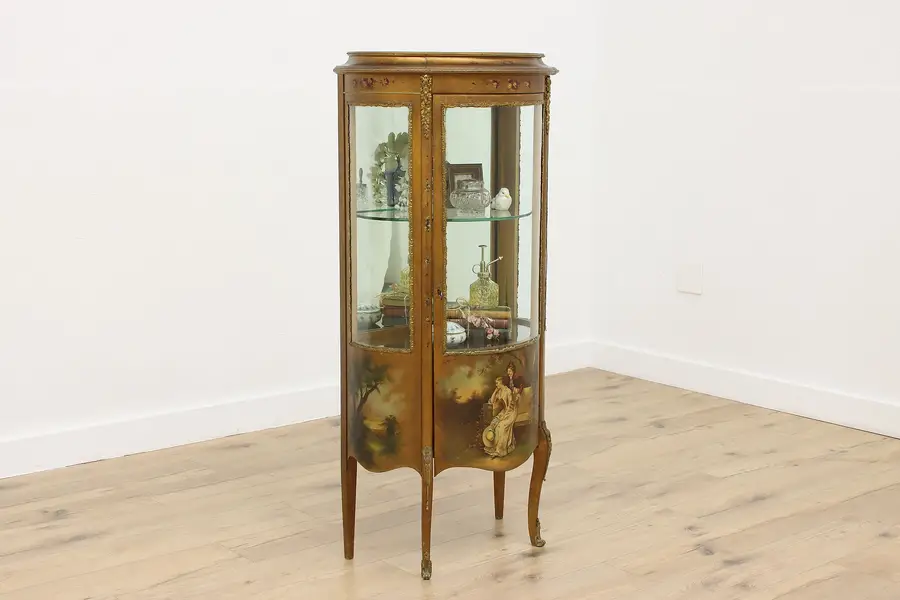 Photo of French Antique Vernis Martin Vitrine Curio Display Cabinet