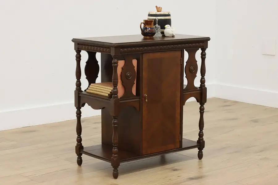 Photo of Tudor Antique Chairside Smoking Stand End Table