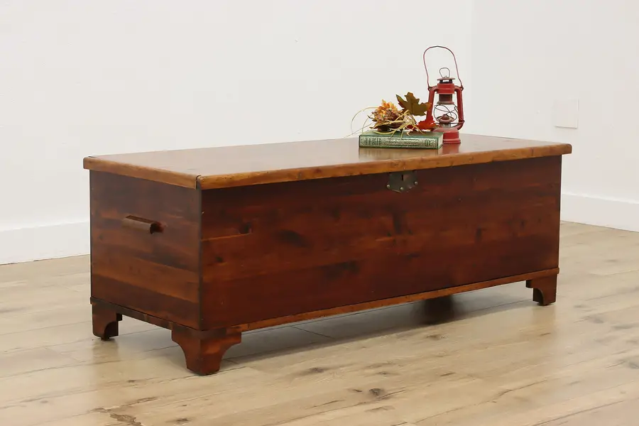 Photo of Arts & Crafts Solid Cedar Blanket Chest Trunk Hall Bench 54"