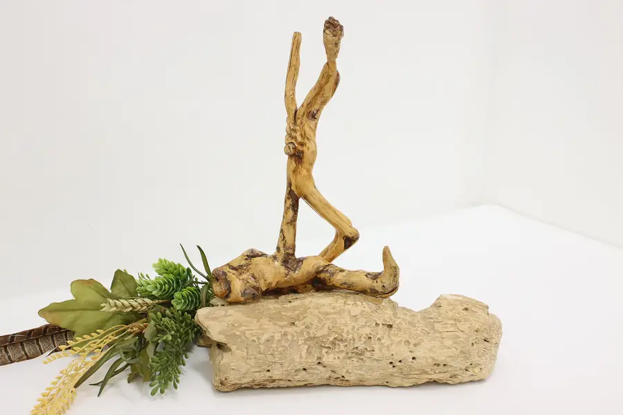 Photo of Ocean Driftwood Vintage Somber Man Sculpture