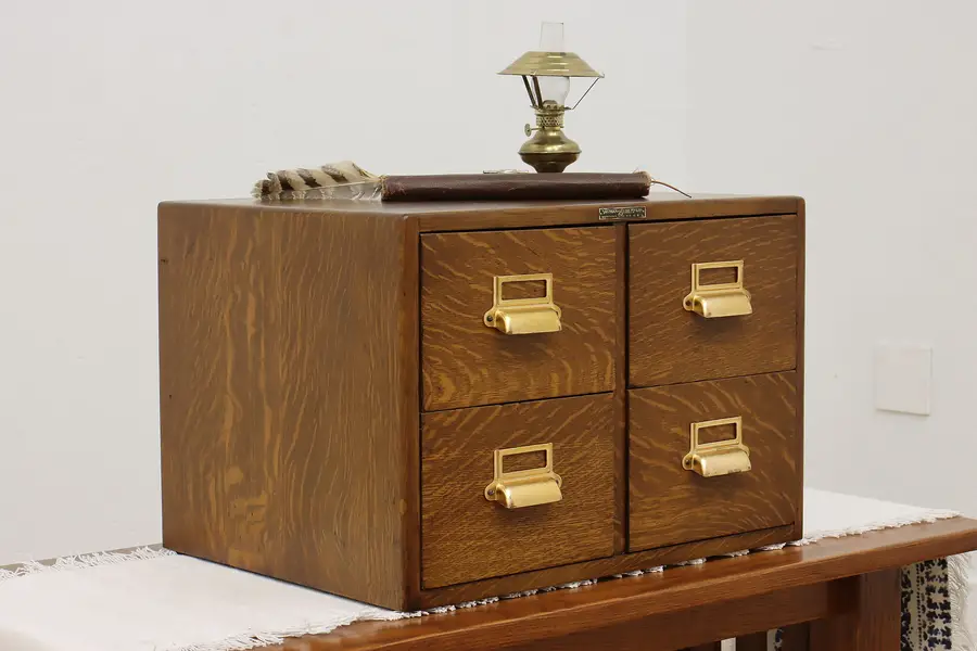 Photo of Traditional Antique Office Library Oak Desktop File, Yawman