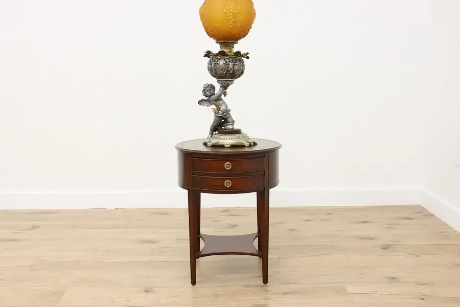 Photo of Georgian Vintage Mahogany & Leather Lamp or End Table Hekman