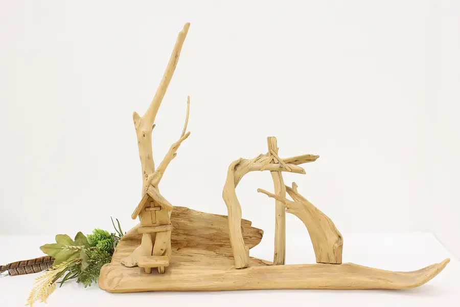 Photo of Lithuanian Driftwood Vintage Religious Altar Sculpture, VJ