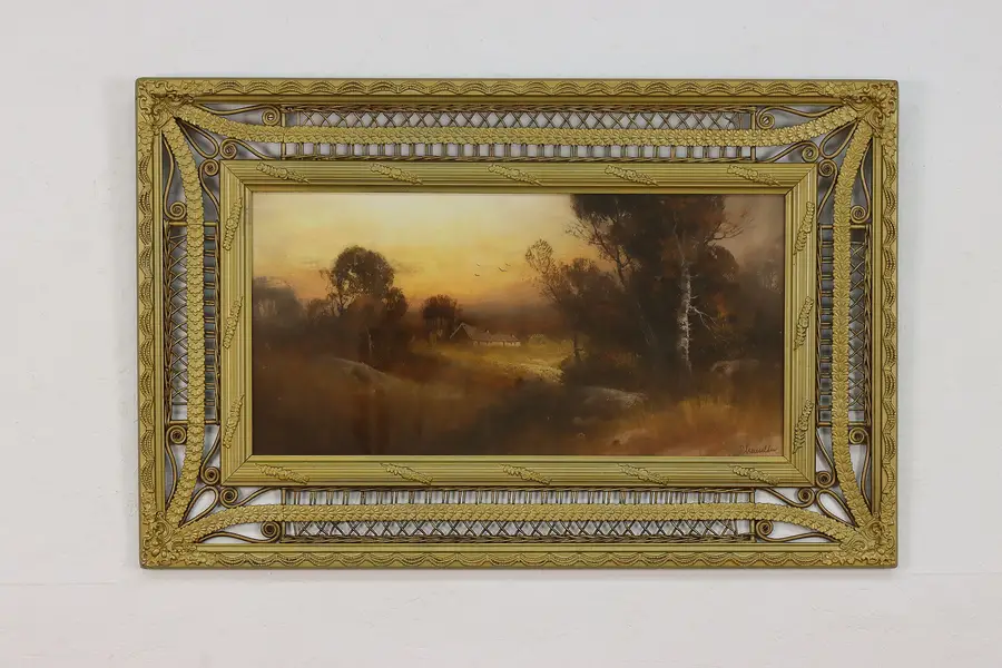 Photo of Farm Antique Original Pastel Chalk Painting Chandler 39"