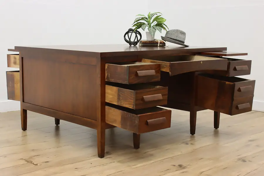 Photo of Walnut Antique Office Library Partner Double Desk