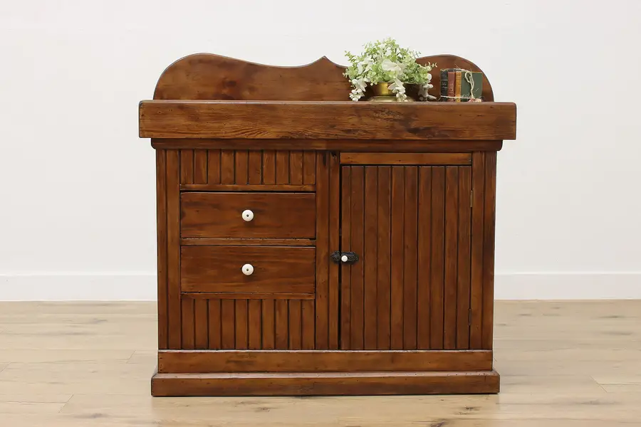 Photo of Farmhouse Antique Pine Kitchen Pantry Dry Sink Cabinet