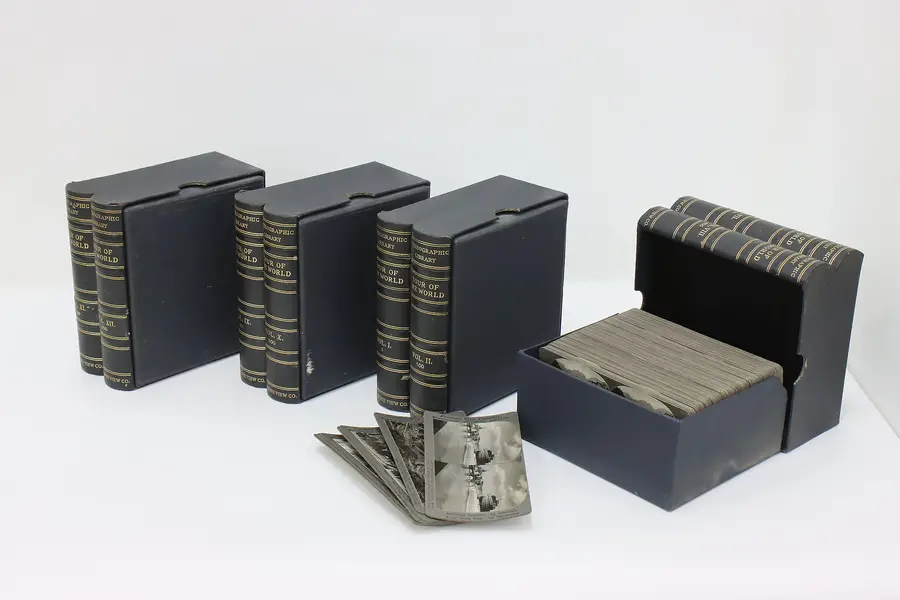 Photo of Set 8 Antique World Tour Stereograph Card Volumes, Keystone