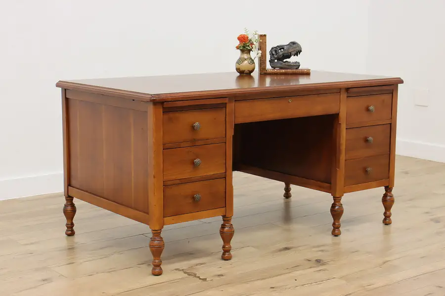 Photo of Tudor Vintage Walnut Executive Office Library Desk Lincoln