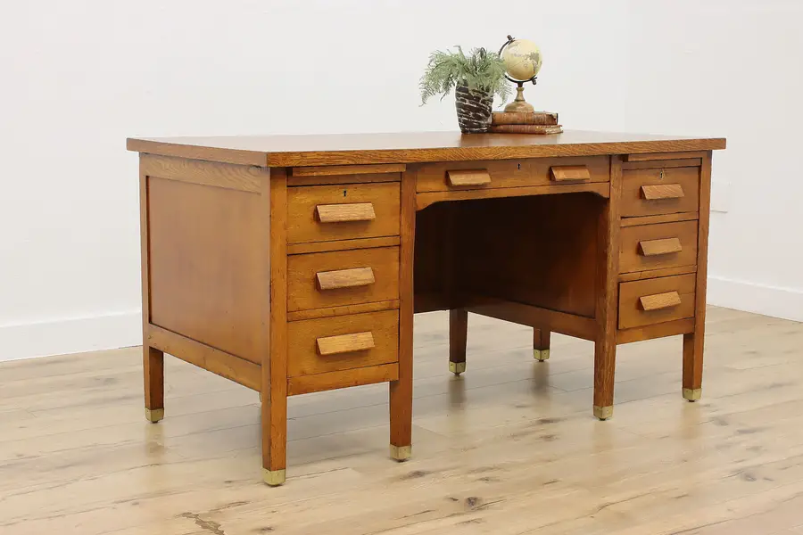 Photo of Craftsman Antique Oak Office, Library or Teacher Desk