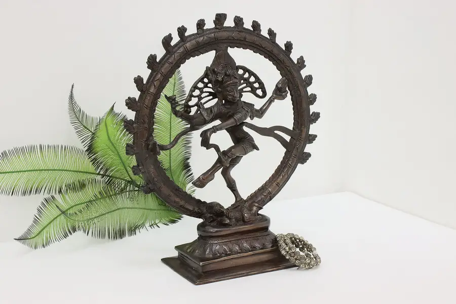 Photo of Indian God Shiva Dancer Vintage Brass Sculpture 16.5"